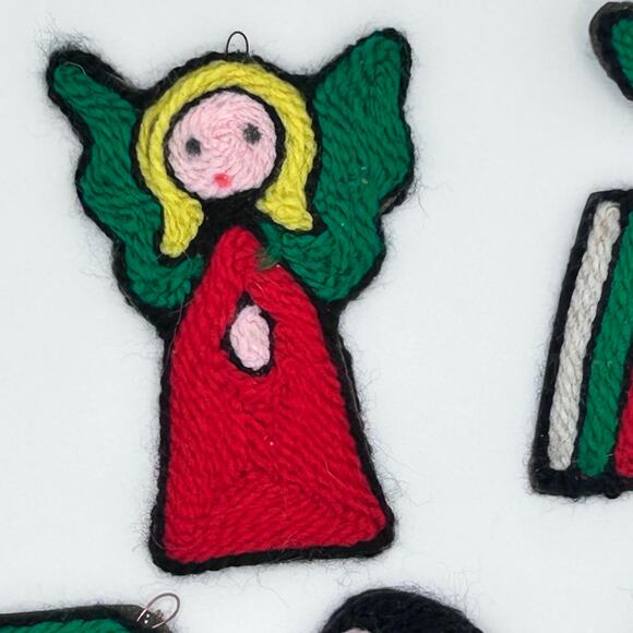 Huichol Indian Yarn Christmas Ornaments Angels and Owl Soft Ornaments Mexico - Picture 3 of 6